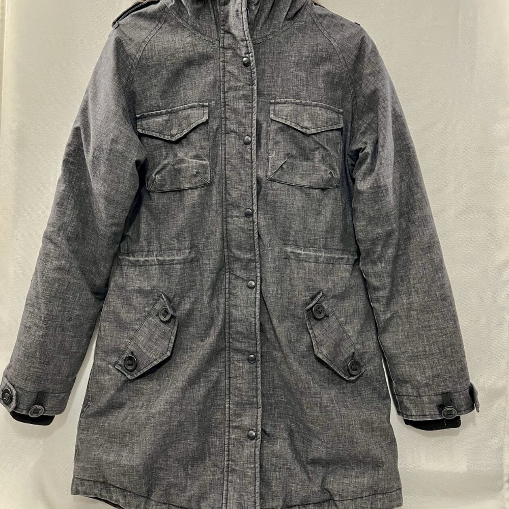 EUC Women's Aritzia Community Paradigm Down Parka Gray Hooded Coat, Size M